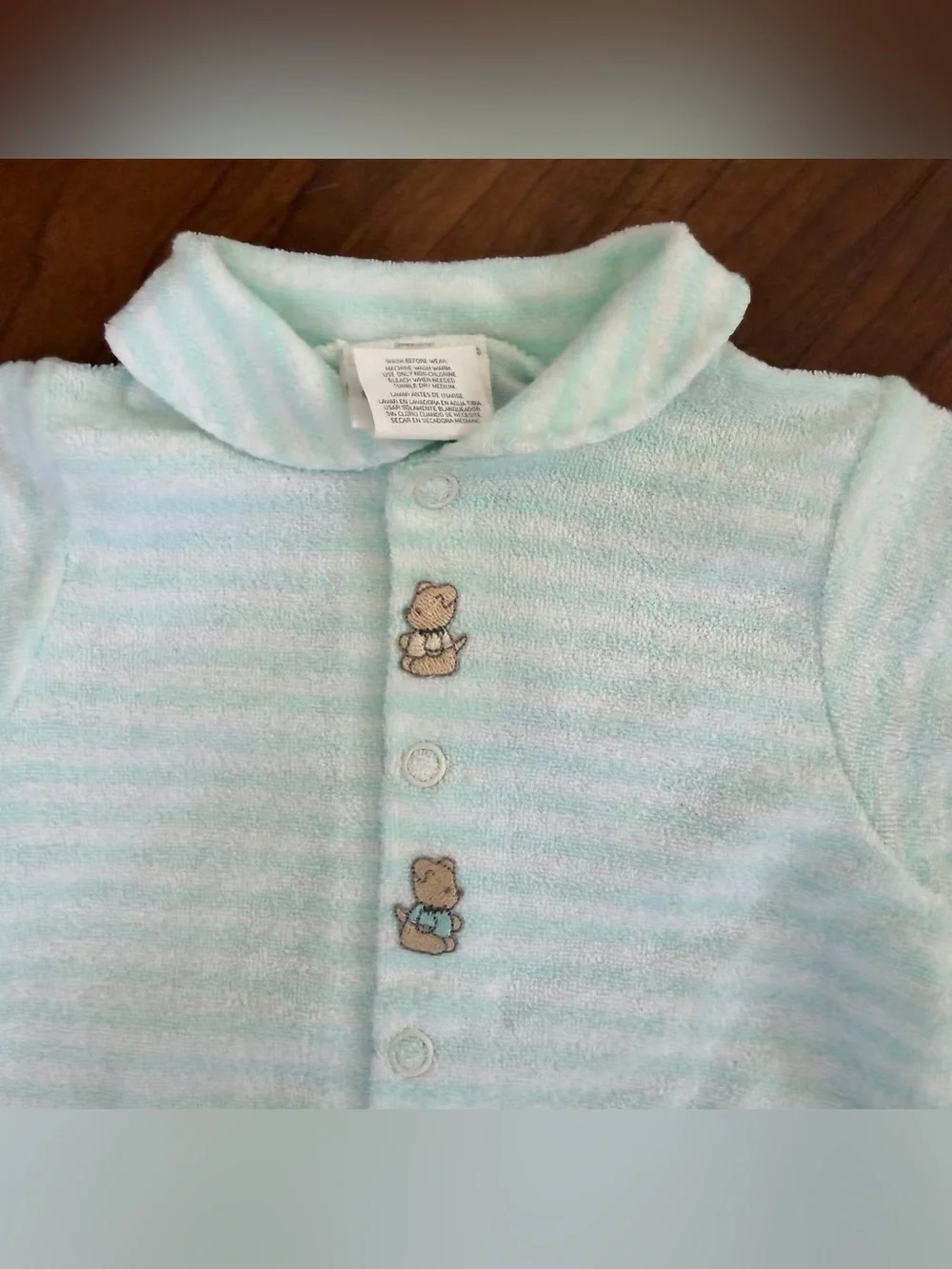 NWT Carter's Little Teddy Footed One Piece Sleeper Button Romper Size 0-3 Months